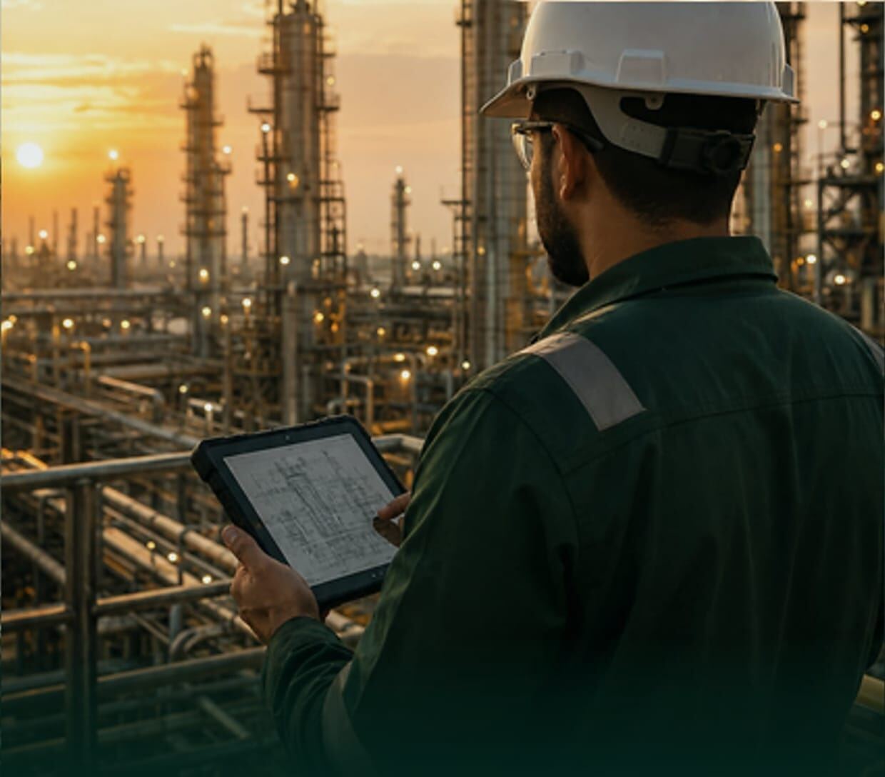 Engineer reviewing inspection data